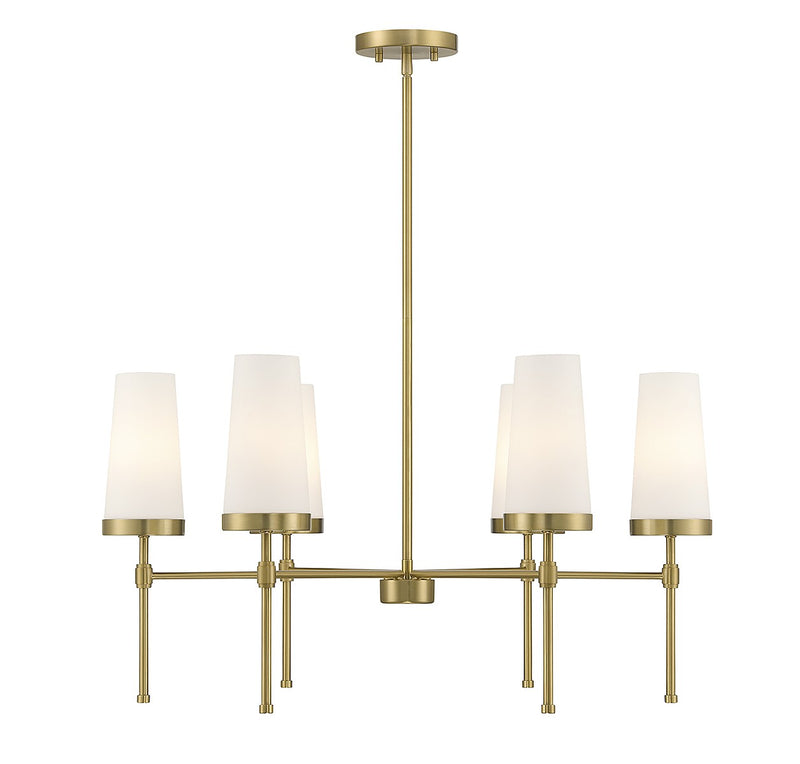 Six Light Chandelier<br /><span style="color:#4AB0CE;">Entrega: 4-10 dias en USA</span><br /><span style="color:#4AB0CE;font-size:60%;">PREGUNTE POR ENTREGA EN PANAMA</span><br />Collection: Haynes<br />Finish: Warm Brass