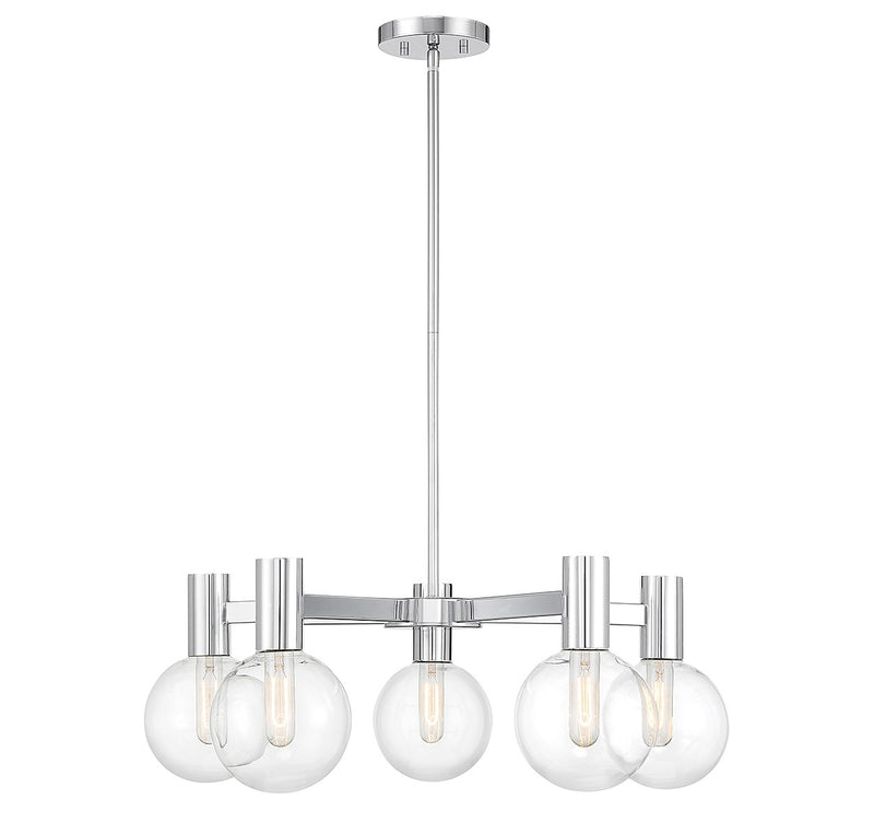 Five Light Chandelier<br /><span style="color:#4AB0CE;">Entrega: 4-10 dias en USA</span><br /><span style="color:#4AB0CE;font-size:60%;">PREGUNTE POR ENTREGA EN PANAMA</span><br />Collection: Wright<br />Finish: Chrome