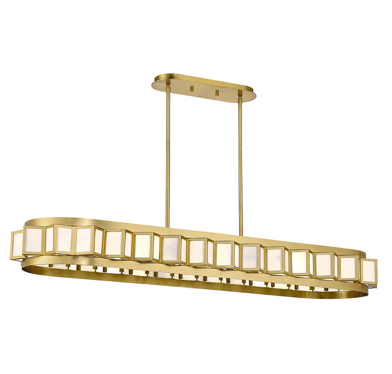 Eight Light Linear Chandelier<br /><span style="color:#4AB0CE;">Entrega: 4-10 dias en USA</span><br /><span style="color:#4AB0CE;font-size:60%;">PREGUNTE POR ENTREGA EN PANAMA</span><br />Collection: Gideon<br />Finish: Warm Brass