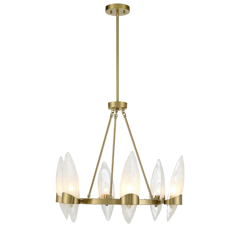 Six Light Chandelier<br /><span style="color:#4AB0CE;">Entrega: 4-10 dias en USA</span><br /><span style="color:#4AB0CE;font-size:60%;">PREGUNTE POR ENTREGA EN PANAMA</span><br />Collection: Nouvel<br />Finish: Warm Brass