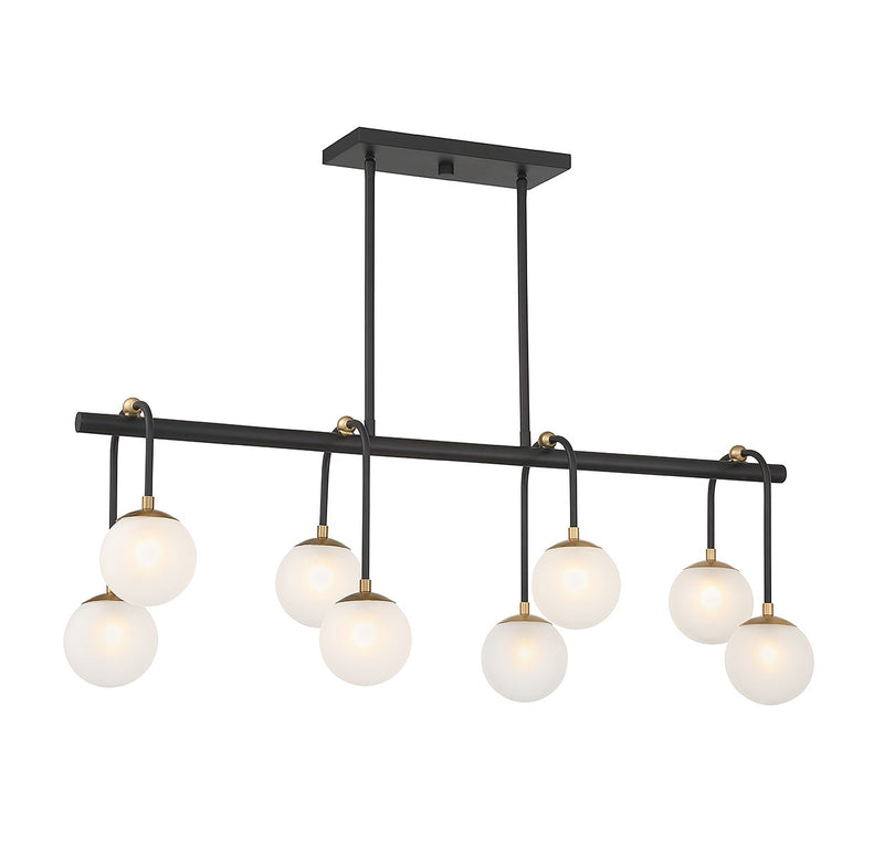 Eight Light Linear Chandelier<br /><span style="color:#4AB0CE;">Entrega: 4-10 dias en USA</span><br /><span style="color:#4AB0CE;font-size:60%;">PREGUNTE POR ENTREGA EN PANAMA</span><br />Collection: Couplet<br />Finish: Matte Black with Warm Brass