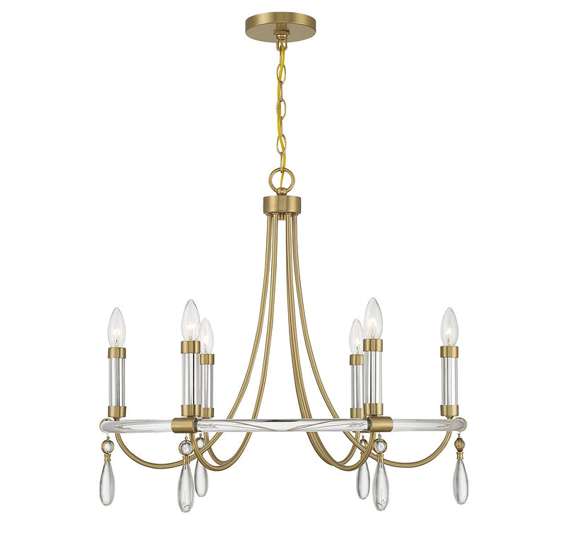 Six Light Chandelier<br /><span style="color:#4AB0CE;">Entrega: 4-10 dias en USA</span><br /><span style="color:#4AB0CE;font-size:60%;">PREGUNTE POR ENTREGA EN PANAMA</span><br />Collection: Mayfair<br />Finish: Warm Brass and Chrome