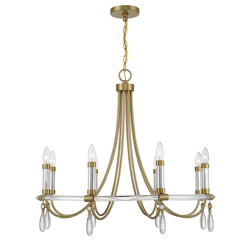 Eight Light Chandelier<br /><span style="color:#4AB0CE;">Entrega: 4-10 dias en USA</span><br /><span style="color:#4AB0CE;font-size:60%;">PREGUNTE POR ENTREGA EN PANAMA</span><br />Collection: Mayfair<br />Finish: Warm Brass and Chrome