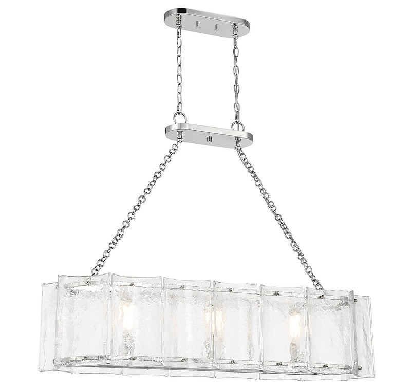 Three Light Linear Chandelier<br /><span style="color:#4AB0CE;">Entrega: 4-10 dias en USA</span><br /><span style="color:#4AB0CE;font-size:60%;">PREGUNTE POR ENTREGA EN PANAMA</span><br />Collection: Genry<br />Finish: Polished Nickel