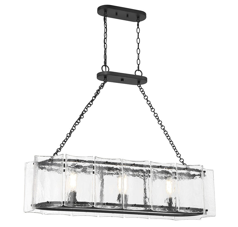 Three Light Linear Chandelier<br /><span style="color:#4AB0CE;">Entrega: 4-10 dias en USA</span><br /><span style="color:#4AB0CE;font-size:60%;">PREGUNTE POR ENTREGA EN PANAMA</span><br />Collection: Genry<br />Finish: Matte Black