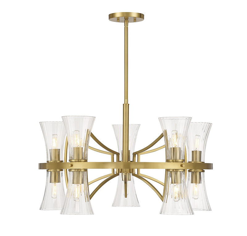 Ten Light Chandelier<br /><span style="color:#4AB0CE;">Entrega: 4-10 dias en USA</span><br /><span style="color:#4AB0CE;font-size:60%;">PREGUNTE POR ENTREGA EN PANAMA</span><br />Collection: Bennington<br />Finish: Warm Brass