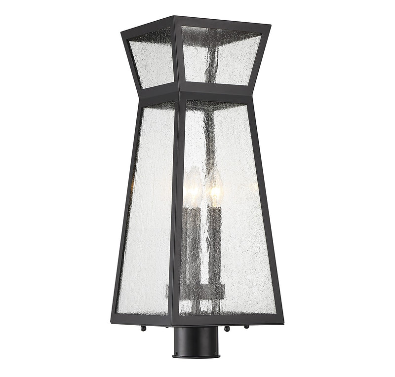 Three Light Outdoor Post Lantern<br /><span style="color:#4AB0CE;">Entrega: 4-10 dias en USA</span><br /><span style="color:#4AB0CE;font-size:60%;">PREGUNTE POR ENTREGA EN PANAMA</span><br />Collection: Millford<br />Finish: Matte Black