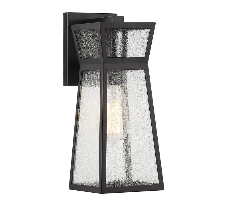 One Light Outdoor Wall Lantern<br /><span style="color:#4AB0CE;">Entrega: 4-10 dias en USA</span><br /><span style="color:#4AB0CE;font-size:60%;">PREGUNTE POR ENTREGA EN PANAMA</span><br />Collection: Millford<br />Finish: Matte Black