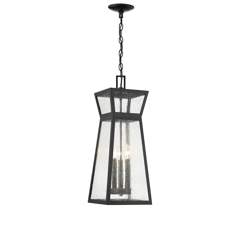 Three Light Outdoor Hanging Lantern<br /><span style="color:#4AB0CE;">Entrega: 4-10 dias en USA</span><br /><span style="color:#4AB0CE;font-size:60%;">PREGUNTE POR ENTREGA EN PANAMA</span><br />Collection: Millford<br />Finish: Matte Black