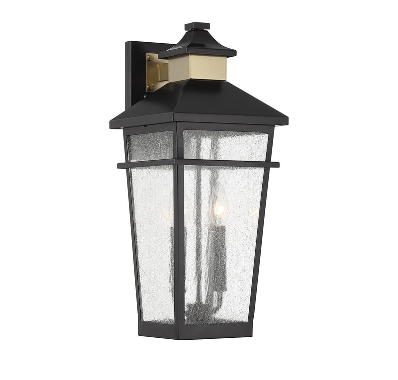 Two Light Outdoor Wall Lantern<br /><span style="color:#4AB0CE;">Entrega: 4-10 dias en USA</span><br /><span style="color:#4AB0CE;font-size:60%;">PREGUNTE POR ENTREGA EN PANAMA</span><br />Collection: Kingsley<br />Finish: Matte Black with Warm Brass