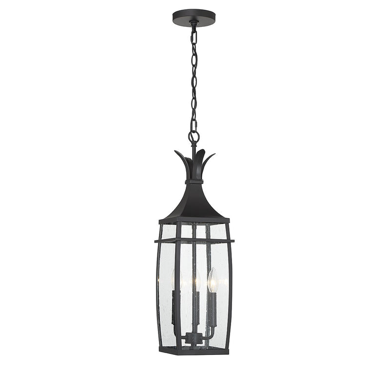 Three Light Outdoor Hanging Lantern<br /><span style="color:#4AB0CE;">Entrega: 4-10 dias en USA</span><br /><span style="color:#4AB0CE;font-size:60%;">PREGUNTE POR ENTREGA EN PANAMA</span><br />Collection: Montpelier<br />Finish: Matte Black