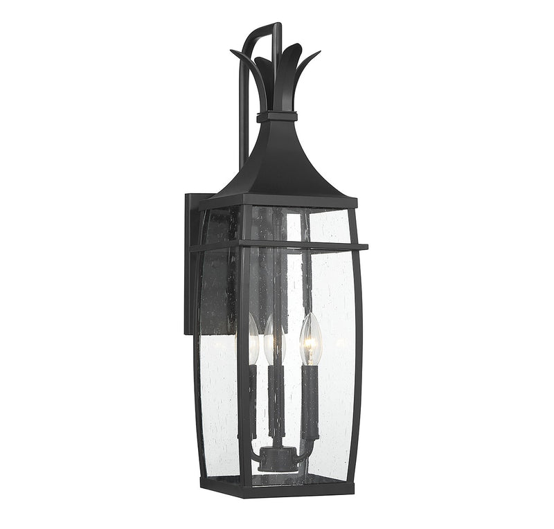 Three Light Outdoor Wall Lantern<br /><span style="color:#4AB0CE;">Entrega: 4-10 dias en USA</span><br /><span style="color:#4AB0CE;font-size:60%;">PREGUNTE POR ENTREGA EN PANAMA</span><br />Collection: Montpelier<br />Finish: Matte Black