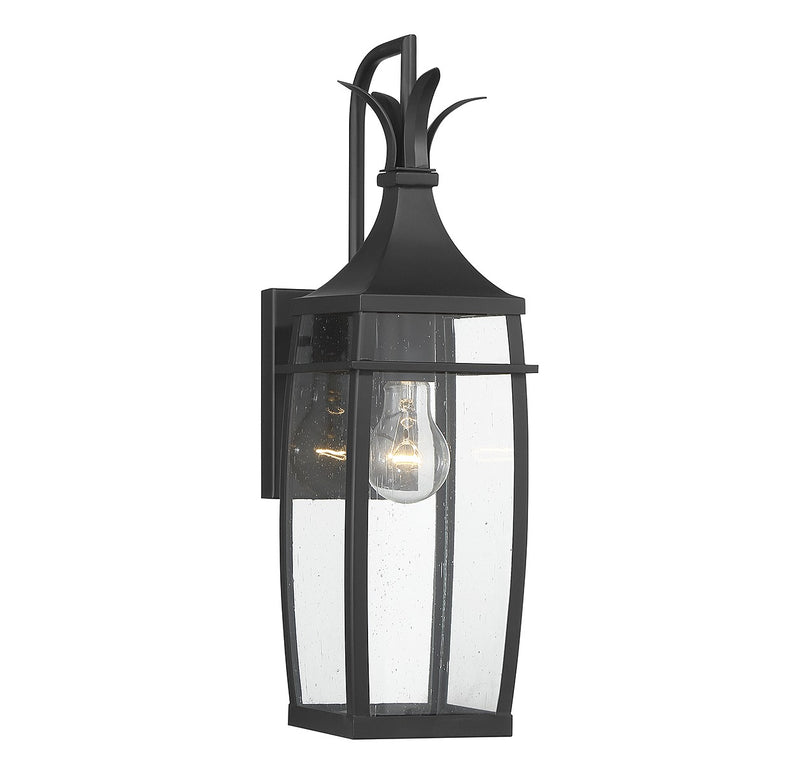 One Light Outdoor Wall Lantern<br /><span style="color:#4AB0CE;">Entrega: 2-3 semanas en USA</span><br /><span style="color:#4AB0CE;font-size:60%;">PREGUNTE POR ENTREGA EN PANAMA</span><br />Collection: Montpelier<br />Finish: Matte Black