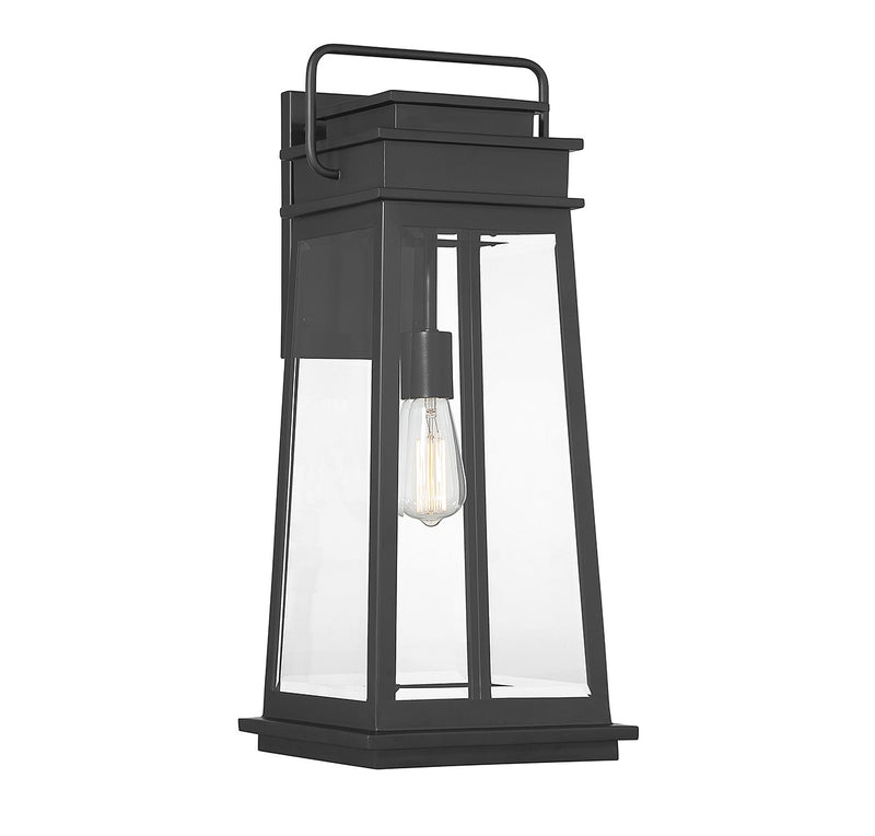 One Light Outdoor Wall Lantern<br /><span style="color:#4AB0CE;">Entrega: 2-3 semanas en USA</span><br /><span style="color:#4AB0CE;font-size:60%;">PREGUNTE POR ENTREGA EN PANAMA</span><br />Collection: Boone<br />Finish: Matte Black