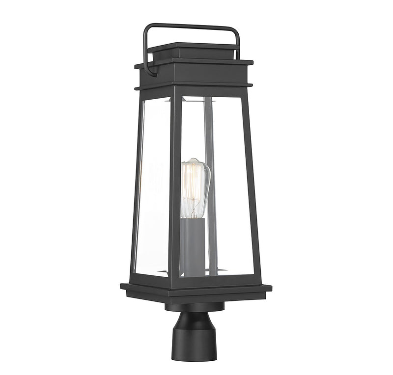 One Light Outdoor Post Lantern<br /><span style="color:#4AB0CE;">Entrega: 4-10 dias en USA</span><br /><span style="color:#4AB0CE;font-size:60%;">PREGUNTE POR ENTREGA EN PANAMA</span><br />Collection: Boone<br />Finish: Matte Black