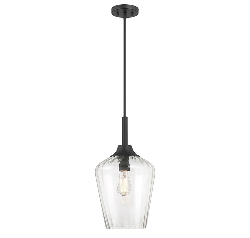 One Light Pendant<br /><span style="color:#4AB0CE;">Entrega: 4-10 dias en USA</span><br /><span style="color:#4AB0CE;font-size:60%;">PREGUNTE POR ENTREGA EN PANAMA</span><br />Collection: Carlton<br />Finish: Matte Black