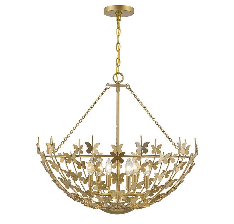 Six Light Pendant<br /><span style="color:#4AB0CE;">Entrega: 2-3 semanas en USA</span><br /><span style="color:#4AB0CE;font-size:60%;">PREGUNTE POR ENTREGA EN PANAMA</span><br />Collection: Birch<br />Finish: Burnished Brass