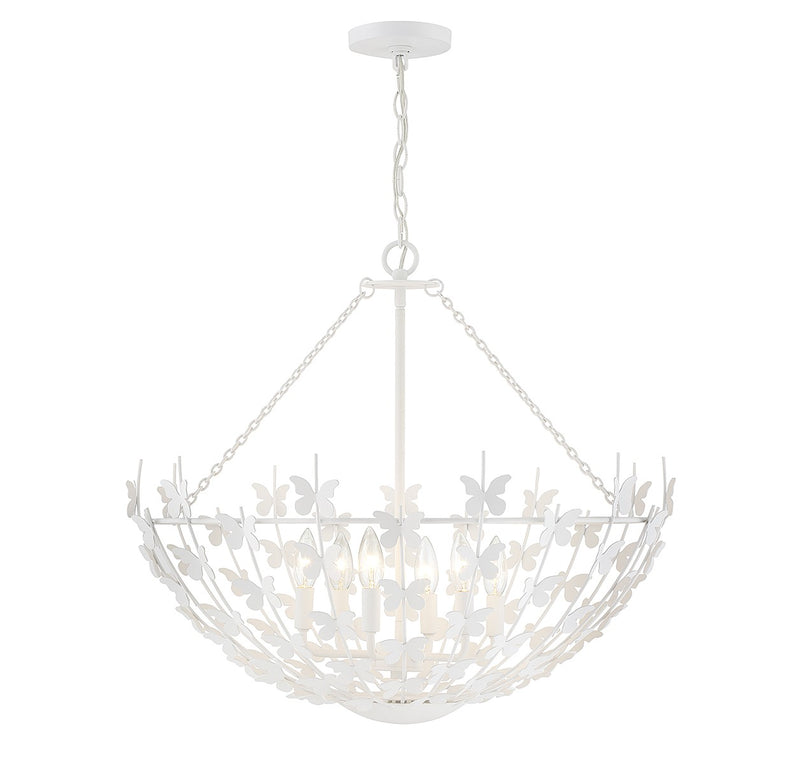 Six Light Pendant<br /><span style="color:#4AB0CE;">Entrega: 4-10 dias en USA</span><br /><span style="color:#4AB0CE;font-size:60%;">PREGUNTE POR ENTREGA EN PANAMA</span><br />Collection: Birch<br />Finish: Bisque White