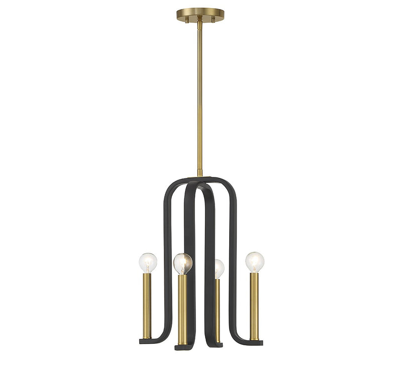 Four Light Pendant<br /><span style="color:#4AB0CE;">Entrega: 4-10 dias en USA</span><br /><span style="color:#4AB0CE;font-size:60%;">PREGUNTE POR ENTREGA EN PANAMA</span><br />Collection: Archway<br />Finish: Matte Black with Warm Brass