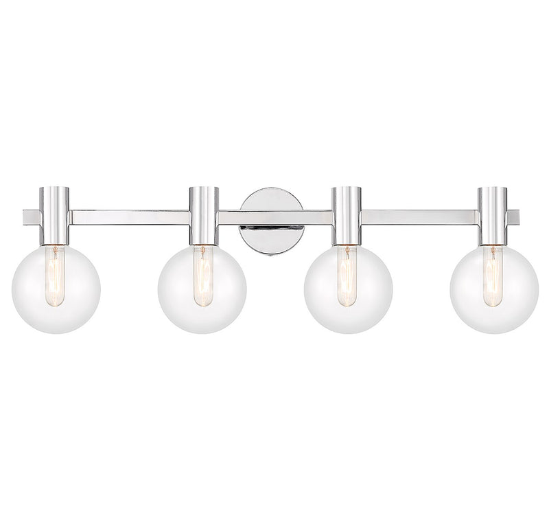 Four Light Bathroom Vanity<br /><span style="color:#4AB0CE;">Entrega: 4-10 dias en USA</span><br /><span style="color:#4AB0CE;font-size:60%;">PREGUNTE POR ENTREGA EN PANAMA</span><br />Collection: Wright<br />Finish: Chrome