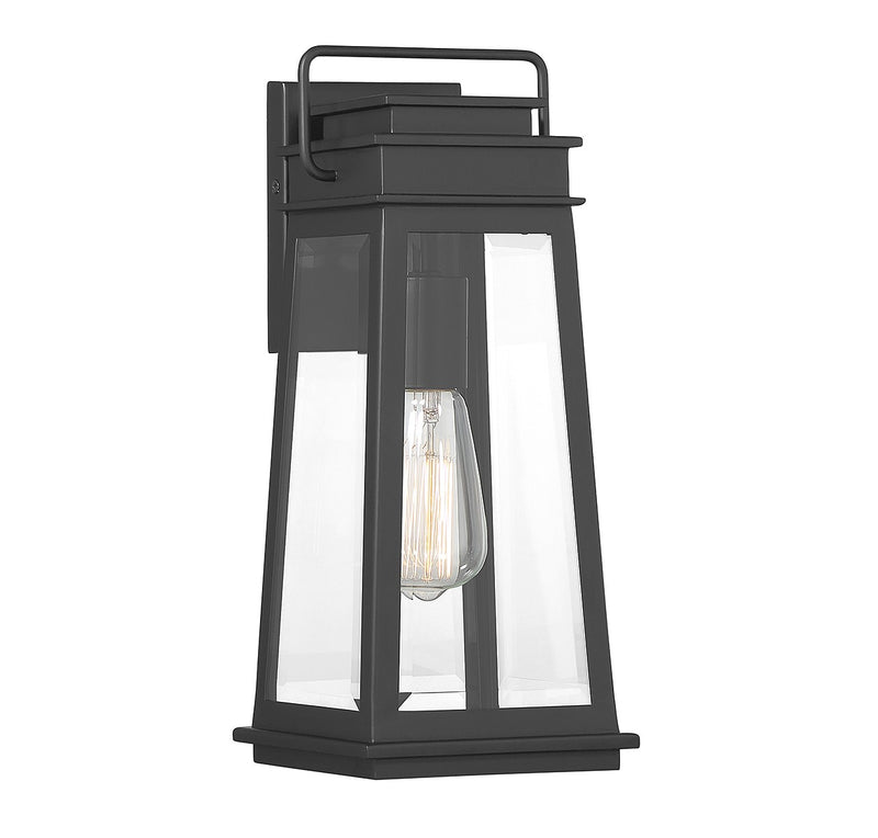 One Light Outdoor Wall Lantern<br /><span style="color:#4AB0CE;">Entrega: 4-10 dias en USA</span><br /><span style="color:#4AB0CE;font-size:60%;">PREGUNTE POR ENTREGA EN PANAMA</span><br />Collection: Boone<br />Finish: Matte Black