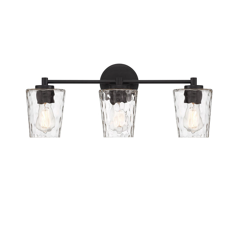 Three Light Bathroom Vanity<br /><span style="color:#4AB0CE;">Entrega: 4-10 dias en USA</span><br /><span style="color:#4AB0CE;font-size:60%;">PREGUNTE POR ENTREGA EN PANAMA</span><br />Collection: Ballas<br />Finish: Matte Black