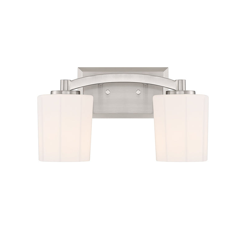 Two Light Bathroom Vanity<br /><span style="color:#4AB0CE;">Entrega: 4-10 dias en USA</span><br /><span style="color:#4AB0CE;font-size:60%;">PREGUNTE POR ENTREGA EN PANAMA</span><br />Collection: Whitney<br />Finish: Satin Nickel