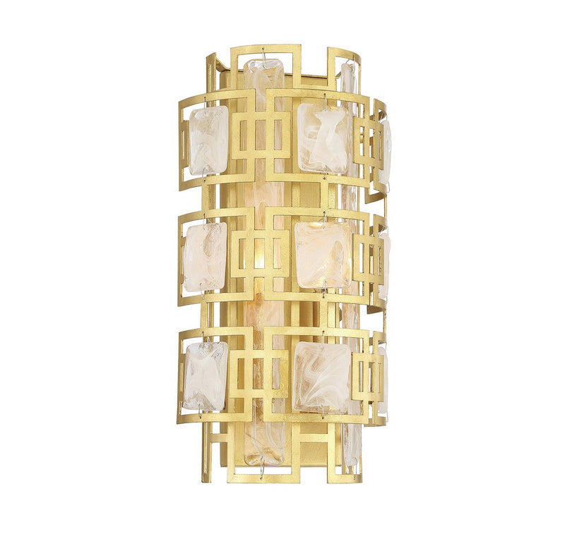 Two Light Wall Sconce<br /><span style="color:#4AB0CE;">Entrega: 4-10 dias en USA</span><br /><span style="color:#4AB0CE;font-size:60%;">PREGUNTE POR ENTREGA EN PANAMA</span><br />Collection: Portia<br />Finish: True Gold