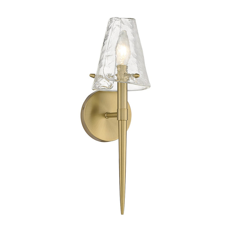 One Light Wall Sconce<br /><span style="color:#4AB0CE;">Entrega: 4-10 dias en USA</span><br /><span style="color:#4AB0CE;font-size:60%;">PREGUNTE POR ENTREGA EN PANAMA</span><br />Collection: Shellbourne<br />Finish: Warm Brass