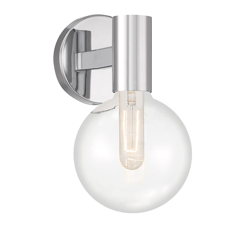 One Light Wall Sconce<br /><span style="color:#4AB0CE;">Entrega: 4-10 dias en USA</span><br /><span style="color:#4AB0CE;font-size:60%;">PREGUNTE POR ENTREGA EN PANAMA</span><br />Collection: Wright<br />Finish: Chrome