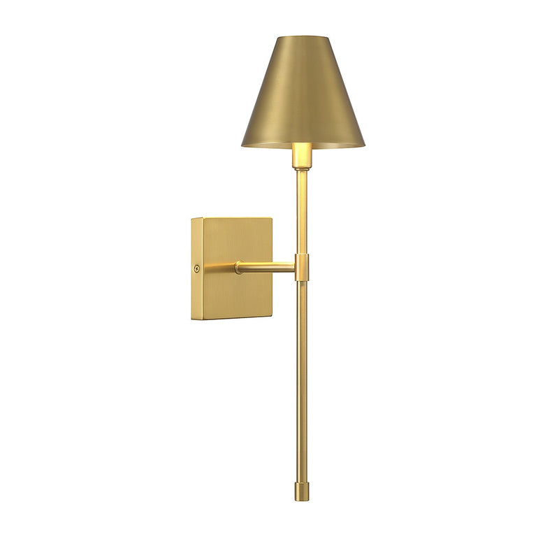 One Light Wall Sconce<br /><span style="color:#4AB0CE;">Entrega: 4-10 dias en USA</span><br /><span style="color:#4AB0CE;font-size:60%;">PREGUNTE POR ENTREGA EN PANAMA</span><br />Collection: Jefferson<br />Finish: Warm Brass