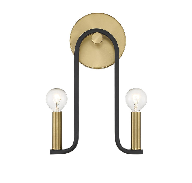 Two Light Wall Sconce<br /><span style="color:#4AB0CE;">Entrega: 4-10 dias en USA</span><br /><span style="color:#4AB0CE;font-size:60%;">PREGUNTE POR ENTREGA EN PANAMA</span><br />Collection: Archway<br />Finish: Matte Black with Warm Brass