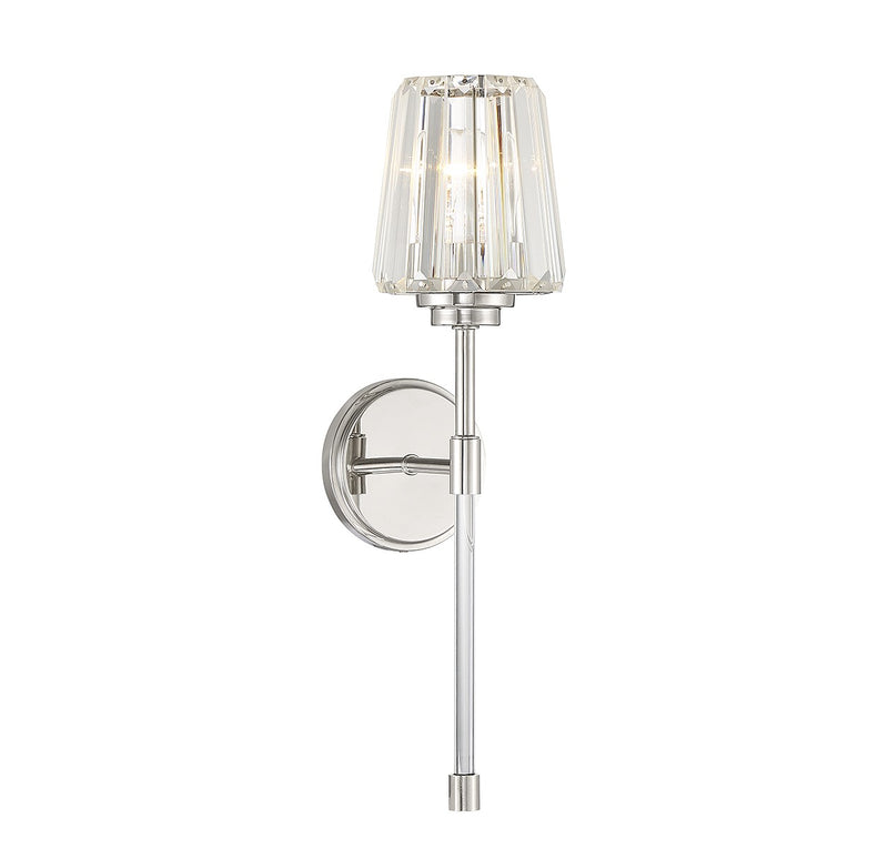 One Light Wall Sconce<br /><span style="color:#4AB0CE;">Entrega: 4-10 dias en USA</span><br /><span style="color:#4AB0CE;font-size:60%;">PREGUNTE POR ENTREGA EN PANAMA</span><br />Collection: Garnet<br />Finish: Polished Nickel