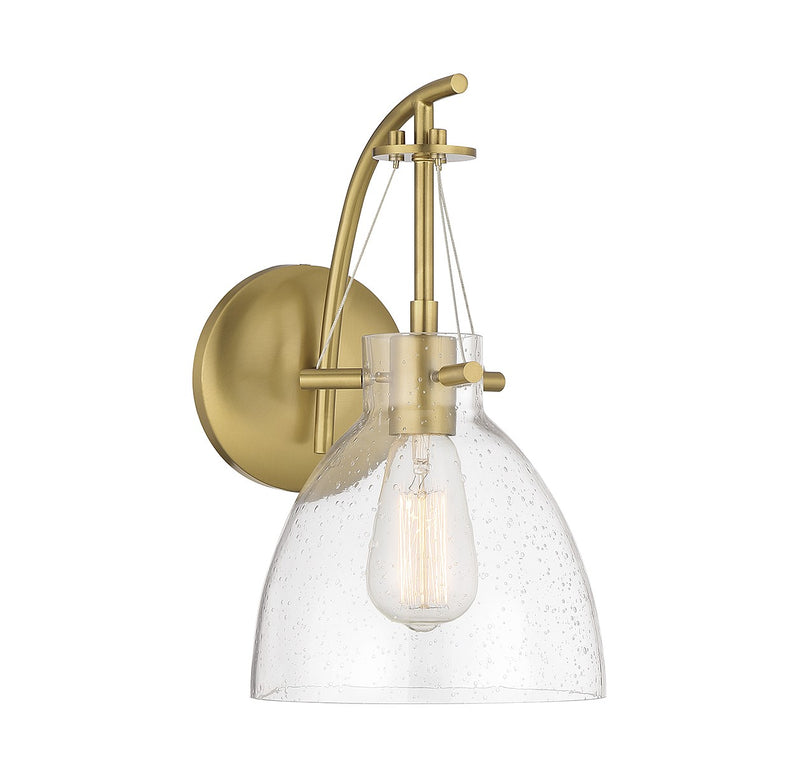 One Light Wall Sconce<br /><span style="color:#4AB0CE;">Entrega: 4-10 dias en USA</span><br /><span style="color:#4AB0CE;font-size:60%;">PREGUNTE POR ENTREGA EN PANAMA</span><br />Collection: Foster<br />Finish: Warm Brass