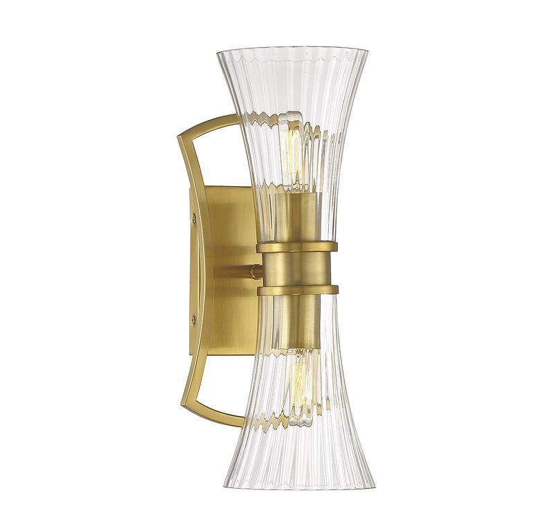 Two Light Wall Sconce<br /><span style="color:#4AB0CE;">Entrega: 4-10 dias en USA</span><br /><span style="color:#4AB0CE;font-size:60%;">PREGUNTE POR ENTREGA EN PANAMA</span><br />Collection: Bennington<br />Finish: Warm Brass