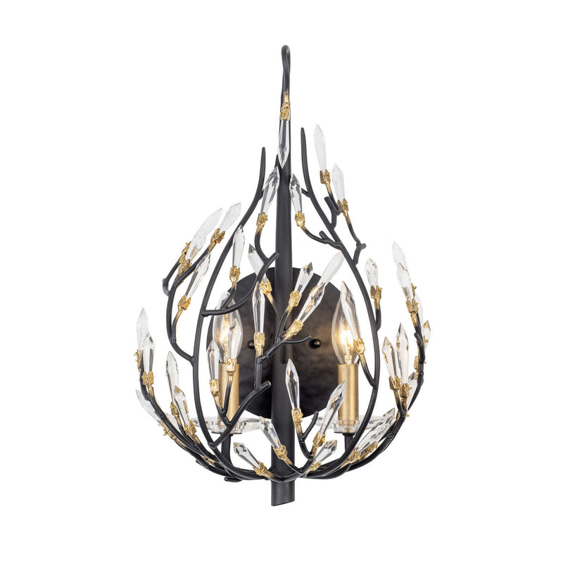 Two Light Wall Sconce<br /><span style="color:#4AB0CE;">Entrega: 4-10 dias en USA</span><br /><span style="color:#4AB0CE;font-size:60%;">PREGUNTE POR ENTREGA EN PANAMA</span><br />Collection: Bask<br />Finish: Matte Black/French Gold