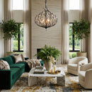 Varaluz - 271P06MBFG - Six Light Pendant - Bask - Matte Black/French Gold