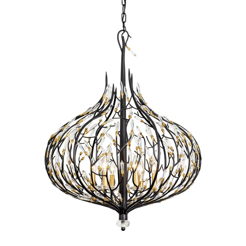 Six Light Pendant<br /><span style="color:#4AB0CE;">Entrega: 0-1 semanas en USA</span><br /><span style="color:#4AB0CE;font-size:60%;">PREGUNTE POR ENTREGA EN PANAMA</span><br />Collection: Bask<br />Finish: Matte Black/French Gold