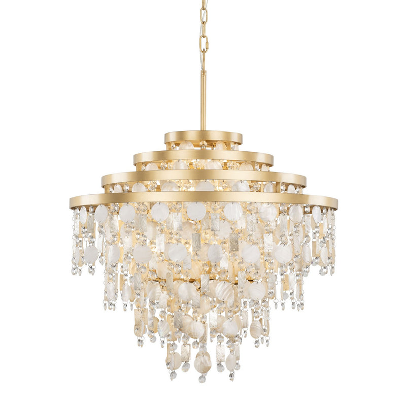 Ten Light Chandelier<br /><span style="color:#4AB0CE;">Entrega: 4-10 dias en USA</span><br /><span style="color:#4AB0CE;font-size:60%;">PREGUNTE POR ENTREGA EN PANAMA</span><br />Collection: Kalani<br />Finish: French Gold