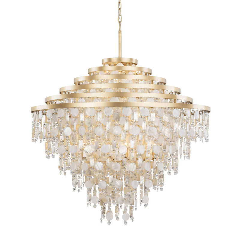 16 Light Chandelier<br /><span style="color:#4AB0CE;">Entrega: 2-3 semanas en USA</span><br /><span style="color:#4AB0CE;font-size:60%;">PREGUNTE POR ENTREGA EN PANAMA</span><br />Collection: Kalani<br />Finish: French Gold