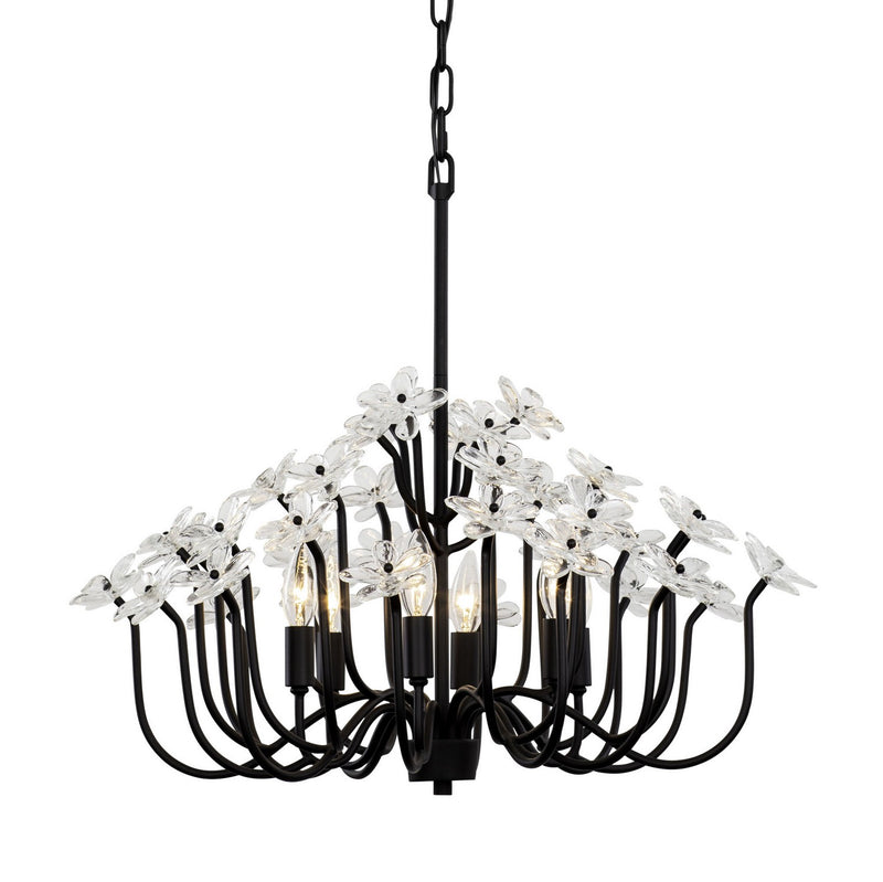 Six Light Chandelier<br /><span style="color:#4AB0CE;">Entrega: 4-10 dias en USA</span><br /><span style="color:#4AB0CE;font-size:60%;">PREGUNTE POR ENTREGA EN PANAMA</span><br />Collection: Wildflower<br />Finish: Matte Black