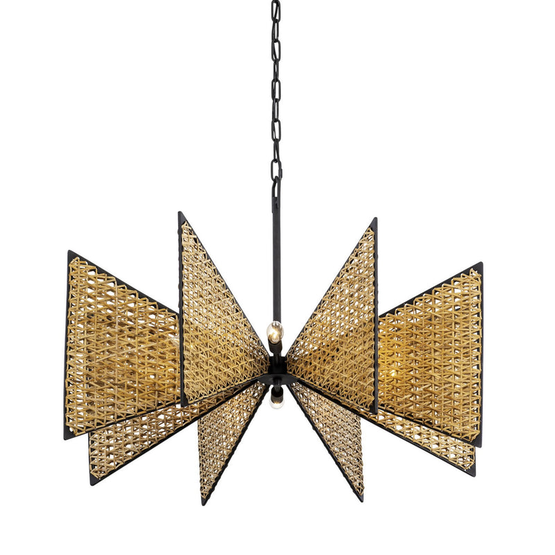 Eight Light Chandelier<br /><span style="color:#4AB0CE;">Entrega: 7-8 semanas en USA</span><br /><span style="color:#4AB0CE;font-size:60%;">PREGUNTE POR ENTREGA EN PANAMA</span><br />Collection: Machina<br />Finish: Matte Black/Sulihiya