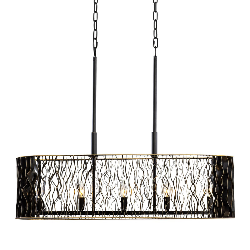 Five Light Linear Pendant<br /><span style="color:#4AB0CE;">Entrega: 4-10 dias en USA</span><br /><span style="color:#4AB0CE;font-size:60%;">PREGUNTE POR ENTREGA EN PANAMA</span><br />Collection: Estela<br />Finish: Matte Black/French Gold