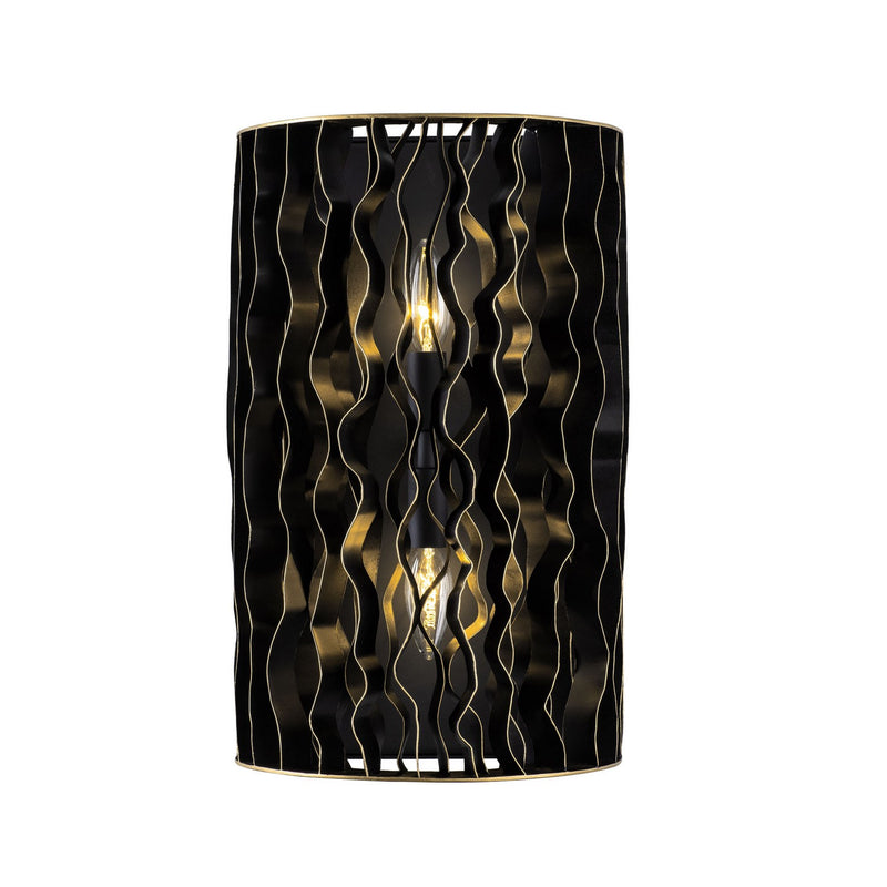 Two Light Wall Sconce<br /><span style="color:#4AB0CE;">Entrega: 4-10 dias en USA</span><br /><span style="color:#4AB0CE;font-size:60%;">PREGUNTE POR ENTREGA EN PANAMA</span><br />Collection: Estela<br />Finish: Matte Black/French Gold