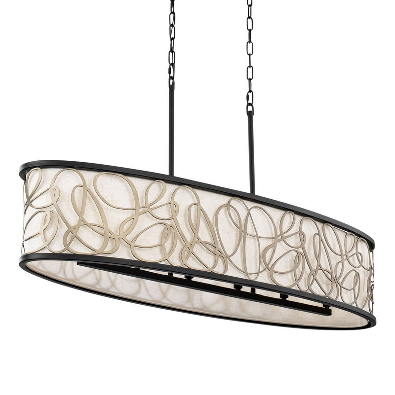Six Light Linear Pendant<br /><span style="color:#4AB0CE;">Entrega: 4-10 dias en USA</span><br /><span style="color:#4AB0CE;font-size:60%;">PREGUNTE POR ENTREGA EN PANAMA</span><br />Collection: Scribble<br />Finish: Matte Black/Artifact