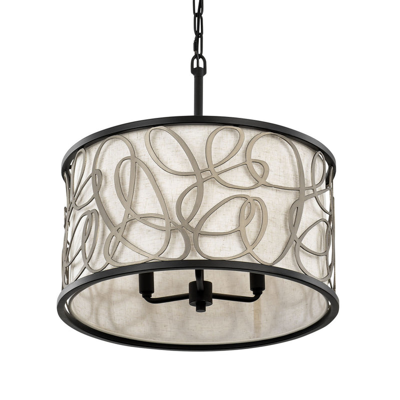 Three Light Pendant<br /><span style="color:#4AB0CE;">Entrega: 4-10 dias en USA</span><br /><span style="color:#4AB0CE;font-size:60%;">PREGUNTE POR ENTREGA EN PANAMA</span><br />Collection: Scribble<br />Finish: Matte Black/Artifact