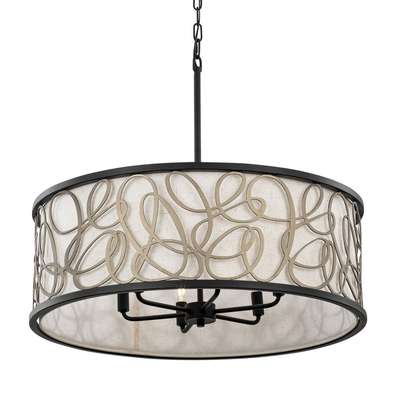 Six Light Pendant<br /><span style="color:#4AB0CE;">Entrega: 4-10 dias en USA</span><br /><span style="color:#4AB0CE;font-size:60%;">PREGUNTE POR ENTREGA EN PANAMA</span><br />Collection: Scribble<br />Finish: Matte Black/Artifact