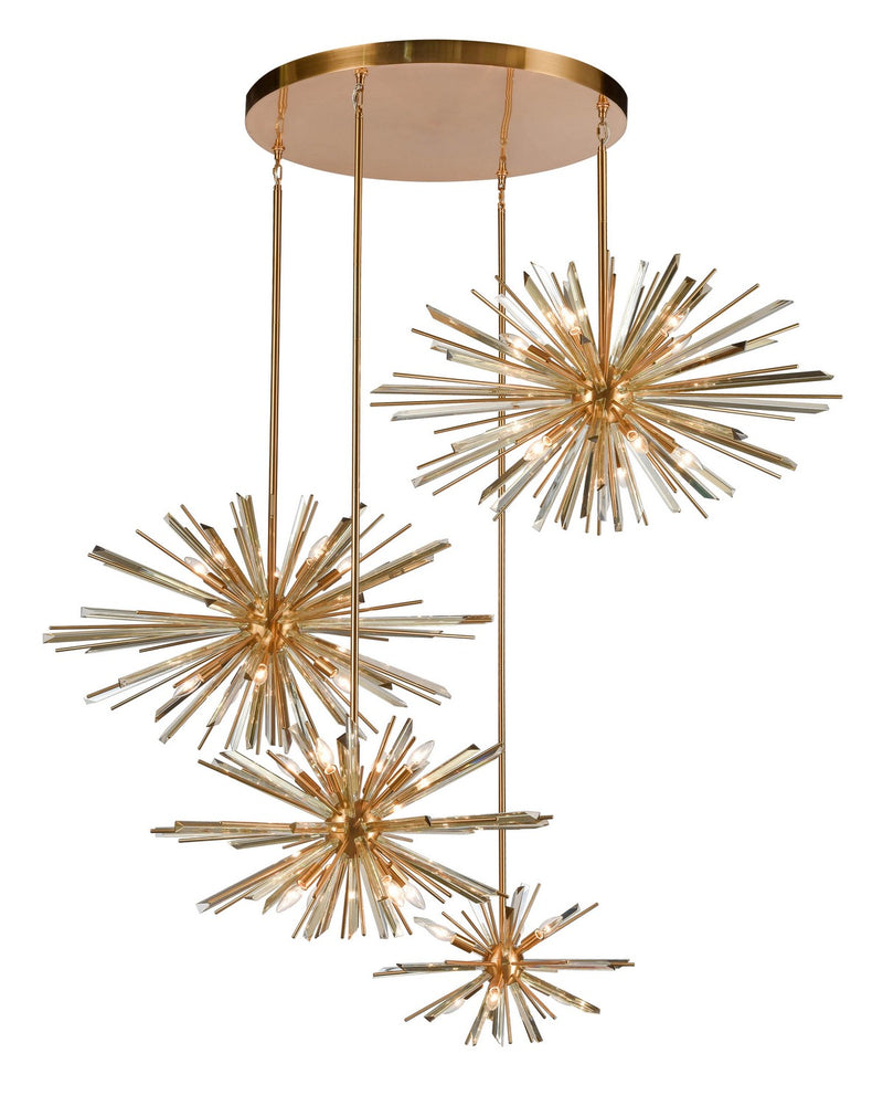 Avenue Lighting - HF8404-AB - 34 Light Chandelier - Palisades Ave. - Aged Brass w/Champagne Glass