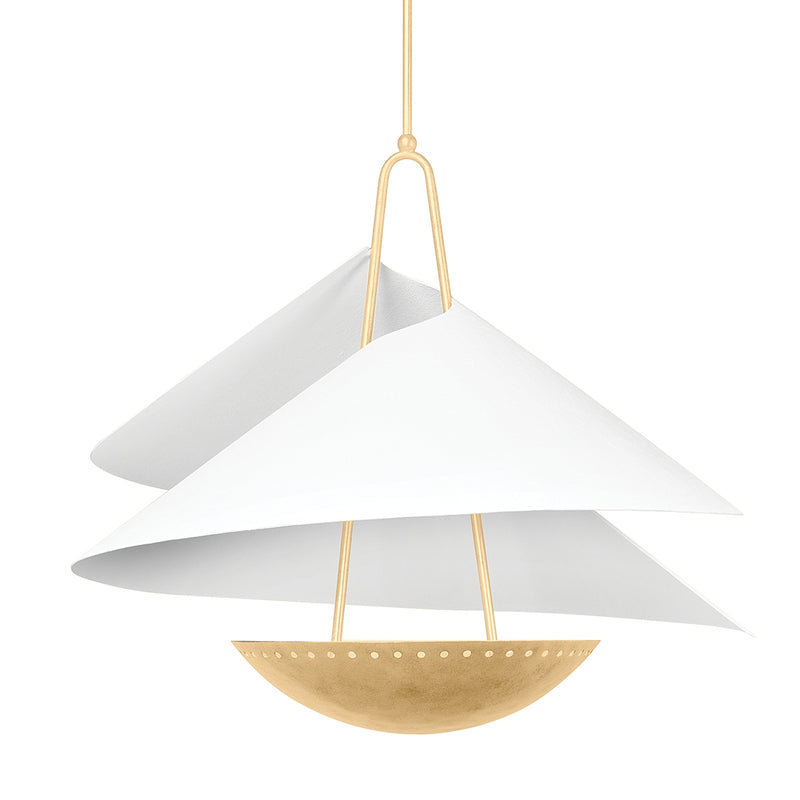 Corbett Lighting - 411-34-VGL/GSW - Four Light Pendant - Carini - Vintage Gold Leaf/Gesso White