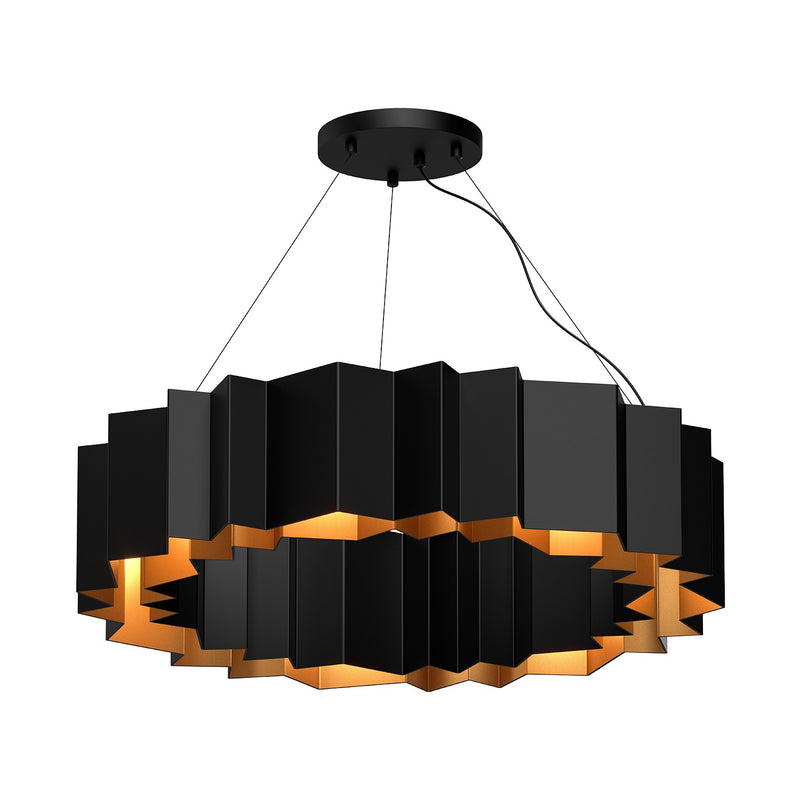 Seven Light Chandelier<br /><span style="color:#4AB0CE;">Entrega: 4-10 dias en USA</span><br /><span style="color:#4AB0CE;font-size:60%;">PREGUNTE POR ENTREGA EN PANAMA</span><br />Collection: Akira<br />Finish: Black/Gold